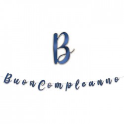 FESTONE ITALIC BUON COMPLEANNO BLU GOLD METAL cm15x3mt