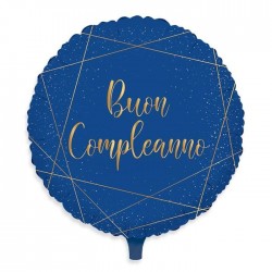 PALLONE MYLAR BLU GOLD BUON COMPLEANNO 45cm