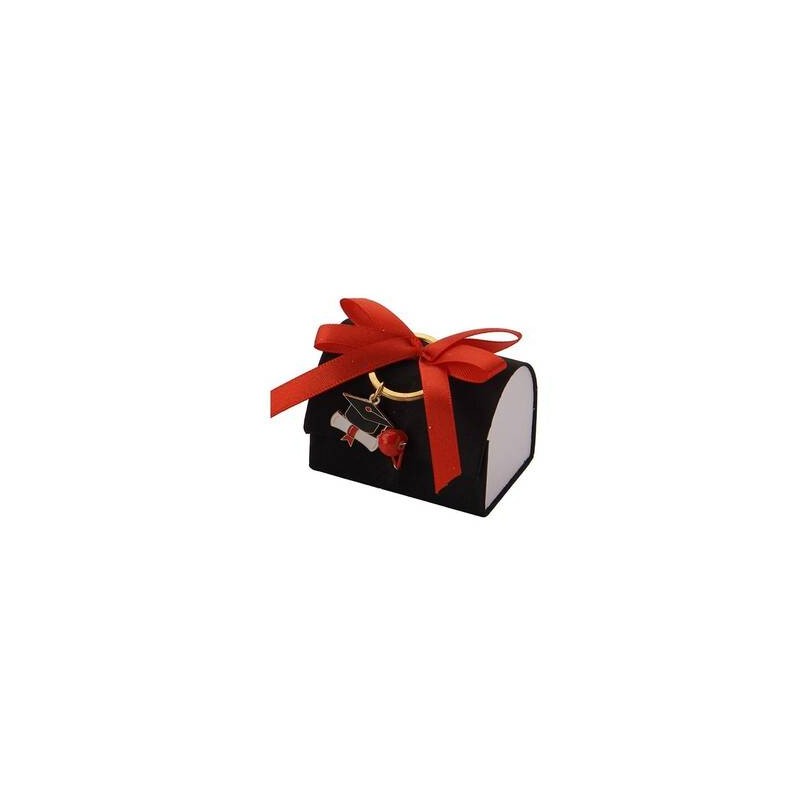 SCATOLINA BOX NERA 7x5cm C/PORTACHIAVI LAUREA 6pz