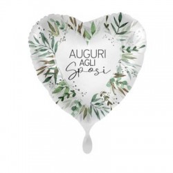 PALLONE MYLAR CUORE 17 43cm AUGURI AGLI SPOSI