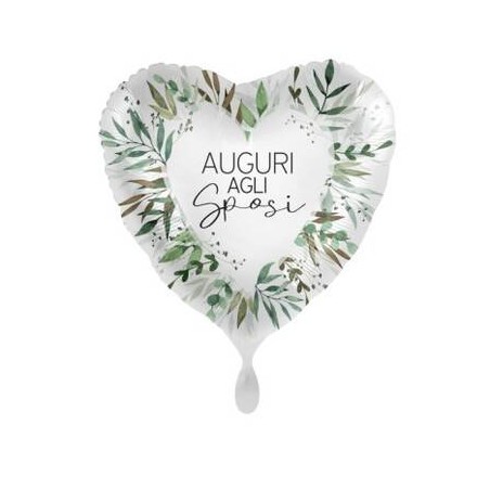 PALLONE MYLAR CUORE 17 43cm AUGURI AGLI SPOSI