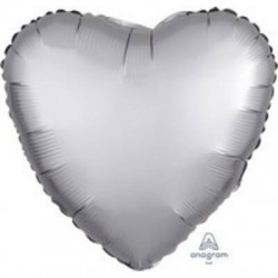 PALLONE MYLAR CUORE 17 42cm SATIN PLATINUM