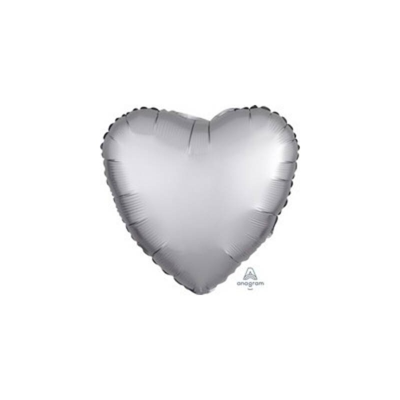PALLONE MYLAR CUORE 17 42cm SATIN PLATINUM