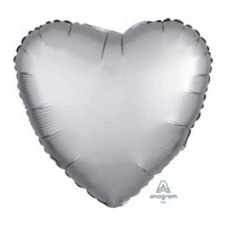 PALLONE MYLAR CUORE 17 42cm SATIN PLATINUM