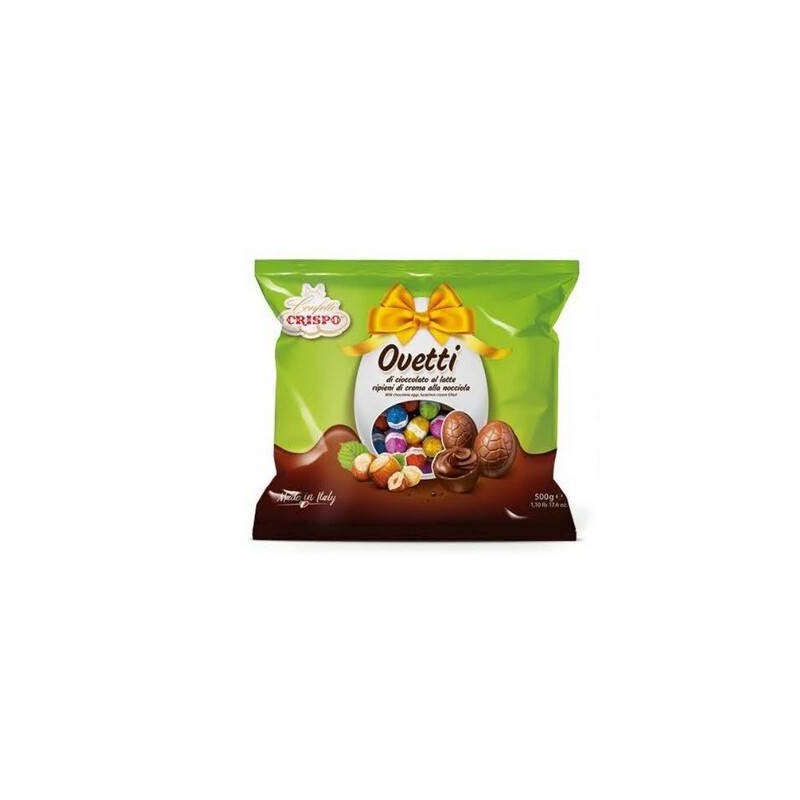 OVETTI CIOCCOLATO LATTE/CREMA NOCCIOLA RIPIENI BUSTA 500gr CRISPO