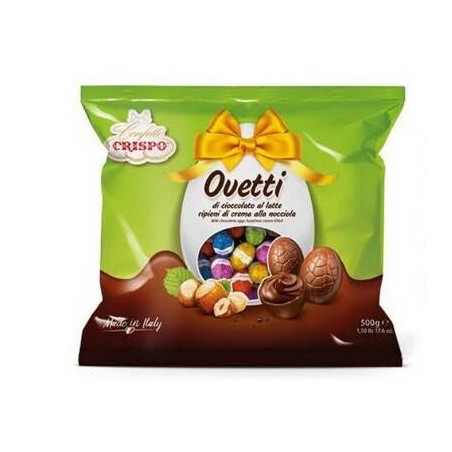OVETTI CIOCCOLATO LATTE/CREMA NOCCIOLA RIPIENI BUSTA 500gr CRISPO