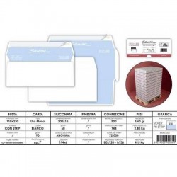 BUSTE LETTERA SILVER 90 STRIP 110x230mm 500pz