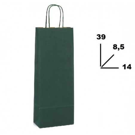 BORSA CARTA COLOR BOTTIGLIA MIS.14+8,5x39cm VERDE 560