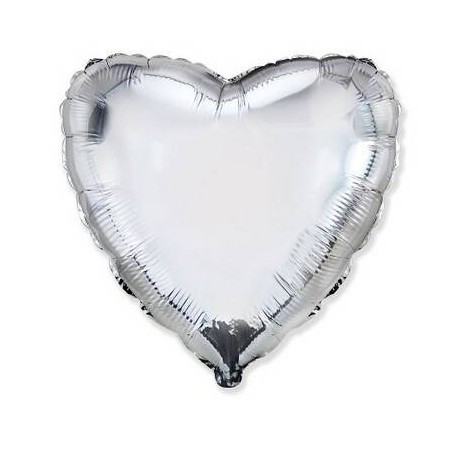 PALLONE MYLAR CUORE ARGENTO METAL 18 48cm 1pz RC