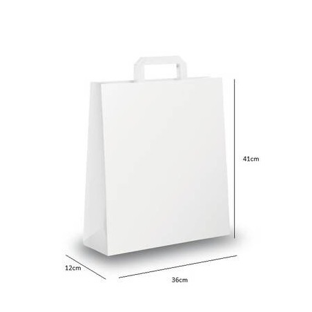 BORSA CARTA BIANCA PIATTINA 90gr 36+12x41cm CARTONE 250pz