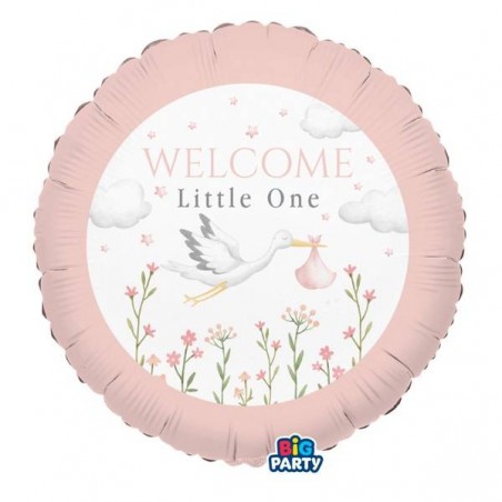 PALLONE MYLAR TONDO 45cm WELCOME LITTLE ONE ROSA