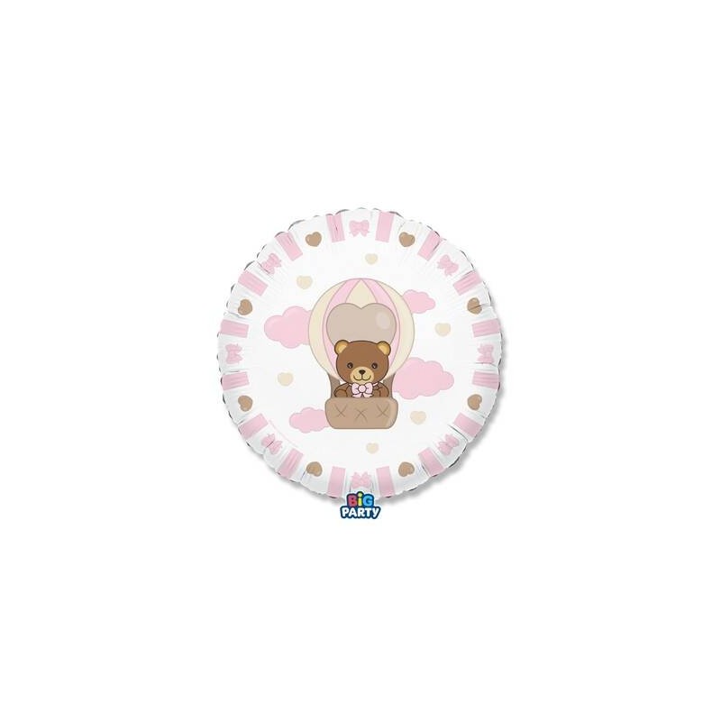 PALLONE MYLAR TONDO 45cm TEDDY FRIENDS BY THUN ROSA