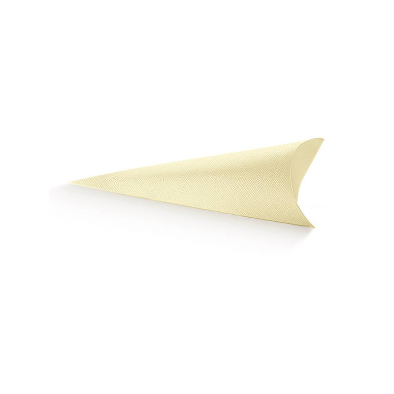 SCATOLA CONO BUSTA 190 SETA AVORIO H.19cm 10pz