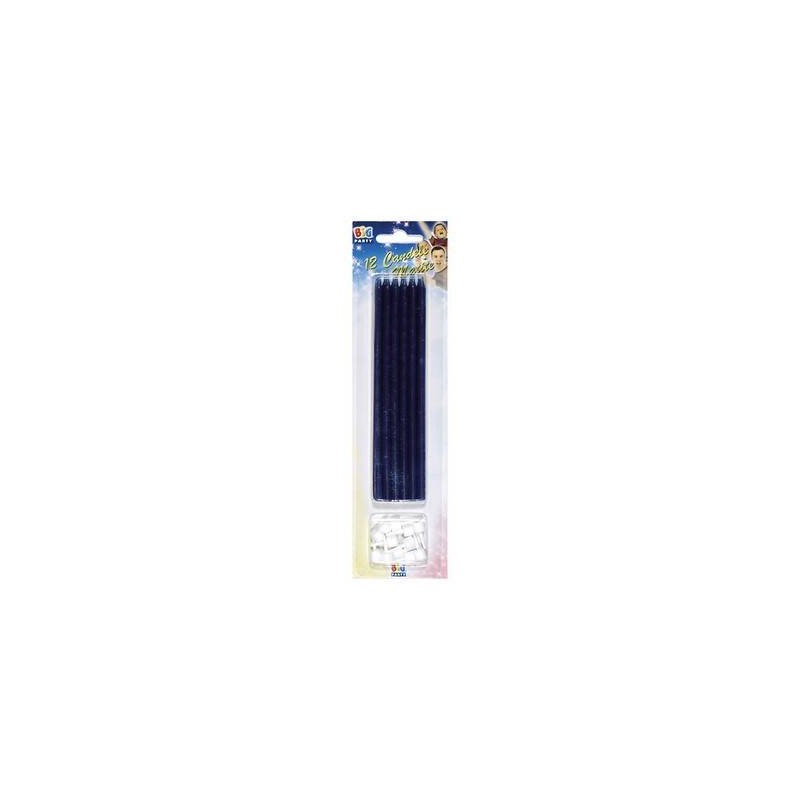 CANDELE MATITE C/SUPPORTO 15cm BLU 12pz