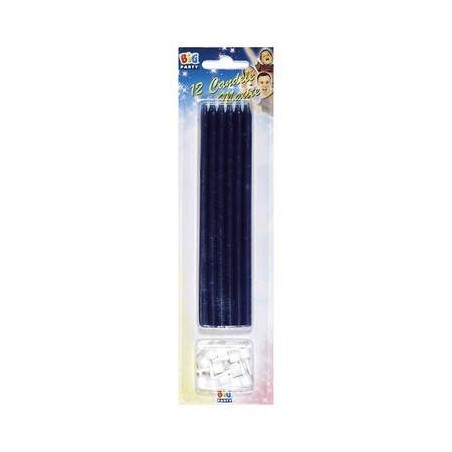 CANDELE MATITE C/SUPPORTO 15cm BLU 12pz