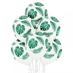 PALLONCINI LATTICE 30cm TROPICAL LEAVES 10pz