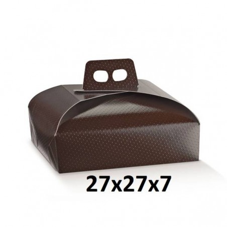 SCATOLA PORTA TORTA 27x27x7cm SPOT MARRONE