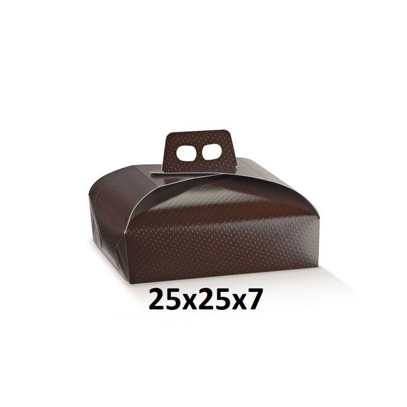 SCATOLA PORTA TORTA 25x25x7cm SPOT MARRONE
