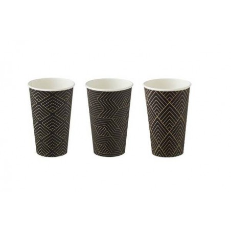 BICCHIERE CARTA NIGHT NERO/ORO 470ml ø9x13cm 50pz