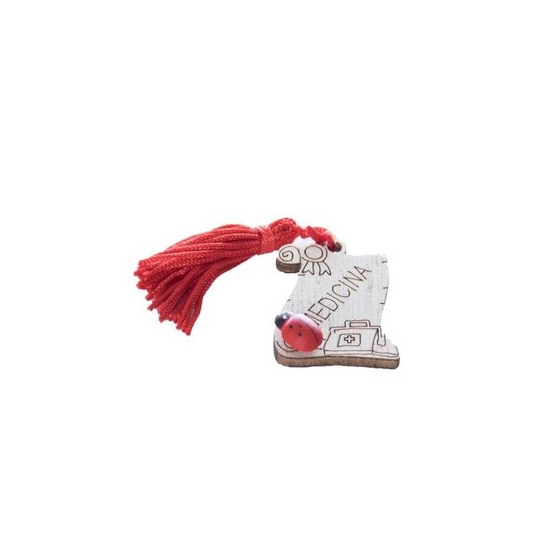 APPLICAZIONE MAGNETE PERGAMENA LEGNO C/NAPPA 'LAUREA MEDICINA' 3,5cm 24pz
