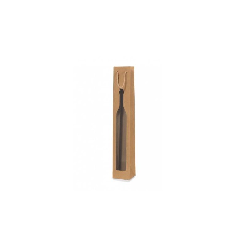 SHOPPER CARTA CON FINESTRA 12x41+12cm  MAGNUM BOTTLE KRAFT AVANA