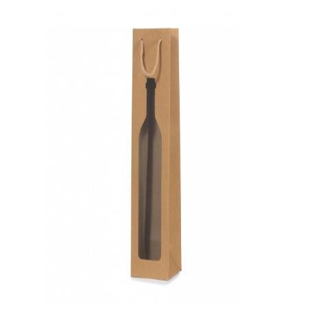 SHOPPER CARTA CON FINESTRA 12x41+12cm  MAGNUM BOTTLE KRAFT AVANA