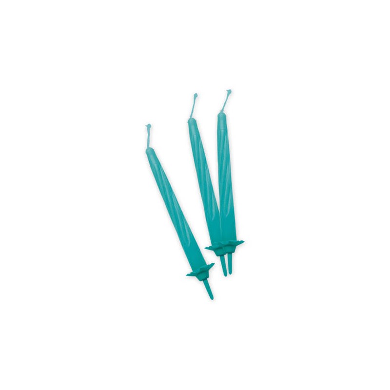 CANDELINE C/SUPPORTO 12pz 8cm VERDE ACQUA