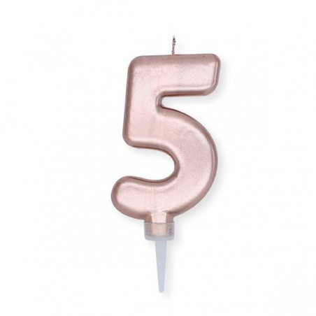 CANDELINA NUMERO 5 ROSE GOLD METAL 10cm