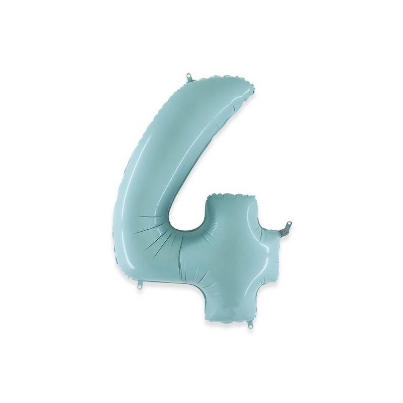 PALLONE NUMERO 4 MYLAR 102cm 40 CELESTE