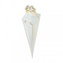 SCATOLA CONO 155 TRASPARENTE ORO 10pz