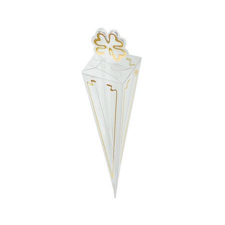 SCATOLA CONO 155 TRASPARENTE ORO 10pz
