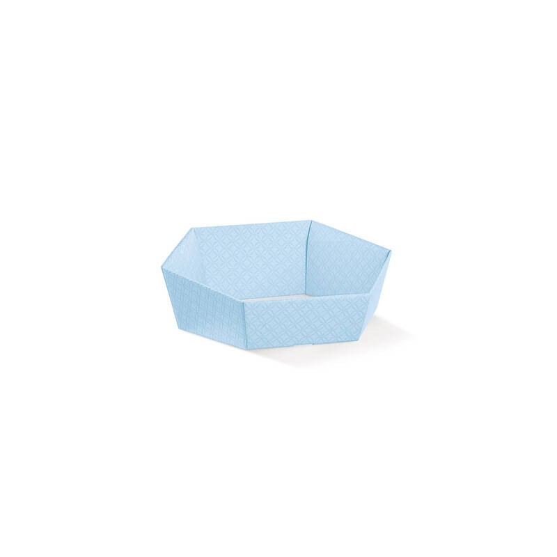 VASSOIO ESAGONALE 29x23x8,5cm MATELASSE' AZZURRO