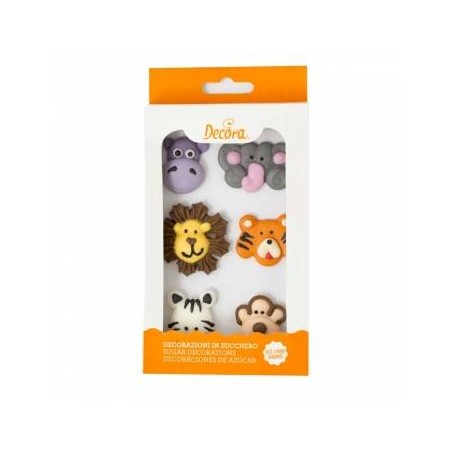 DECORAZIONI IN ZUCCHERO ANIMALI DELLA GIUNGLA 5cm 6pz