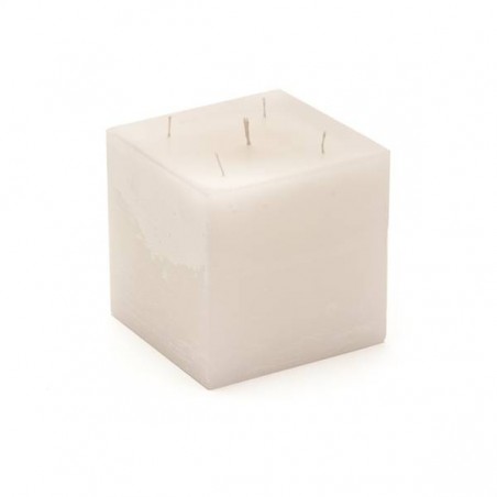 MOCCOLO QUADRATO CERA BIANCO 15x15x15cm RUSTICO