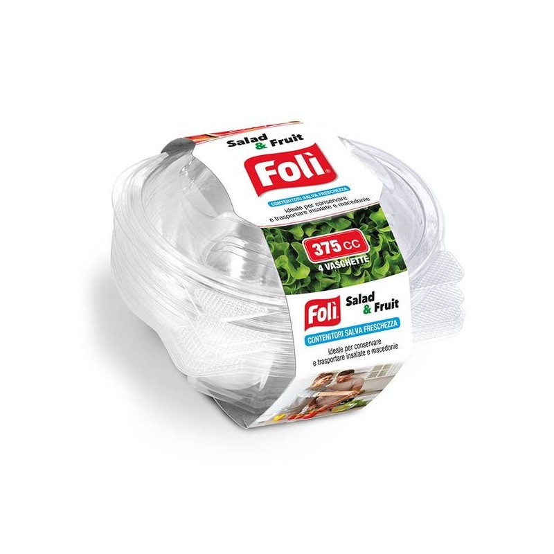 CONTENITORI SALVAFRESCHEZZA PET C/COPERCHIO 375cc 4pz FOLI'