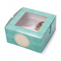 SCATOLA SWEET CUPCAKE 16x16x7cm MENTA 2pz