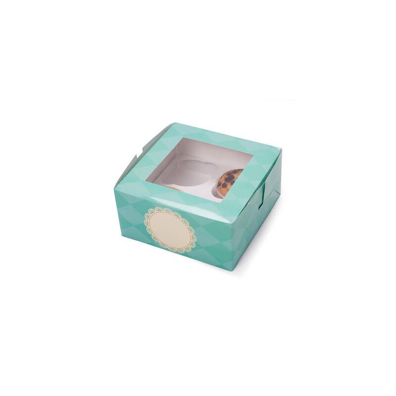 SCATOLA SWEET CUPCAKE 16x16x7cm MENTA 2pz