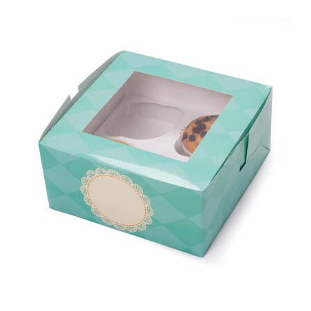 SCATOLA SWEET CUPCAKE 16x16x7cm MENTA 2pz