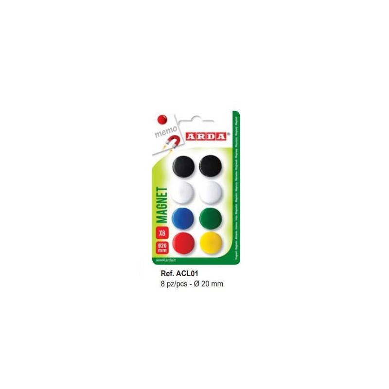 FERMAFOGLI MAGNETICI ø20mm COLORI ASS.TI 8pz ARDA