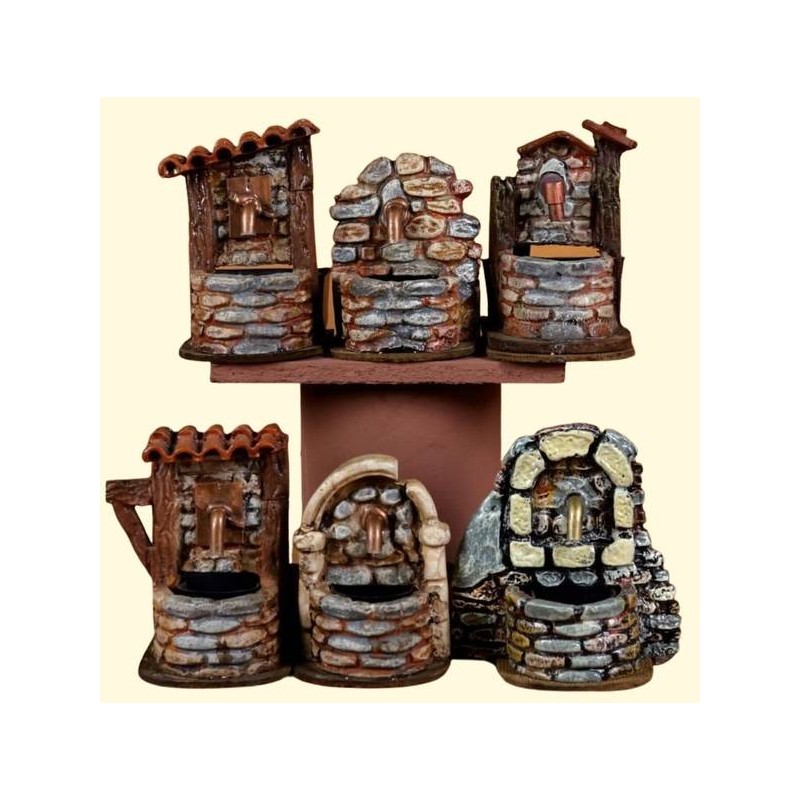 FONTANA CON POMPA IN RESINA 9x7X10cm 6 MOD.