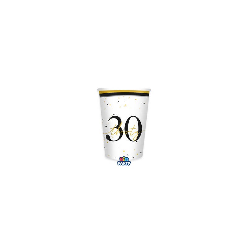 BICCHIERI IN CARTA 250cc HAPPY BIRTHDAY PRESTIGE 30ANNI 6pz
