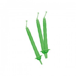 CANDELINE C/SUPPORTO 12pz 8cm VERDE FLUORESCENTE
