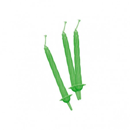 CANDELINE C/SUPPORTO 12pz 8cm VERDE FLUORESCENTE