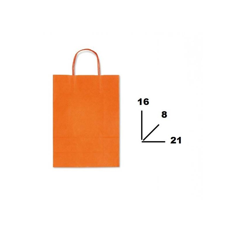 BORSA CARTA COLOR MIS.16+8x21cm ARANCIONE 488