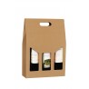 SCATOLA PORTA 3 BOTTIGLIE C/MAN.E FIN. AVANA 27x9x38cm