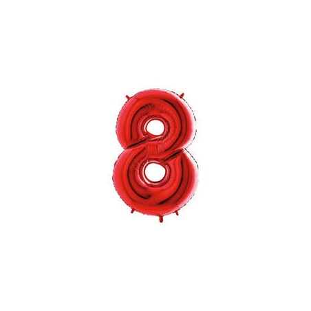 PALLONE NUMERO 8 MYLAR 102cm 40 ROSSO