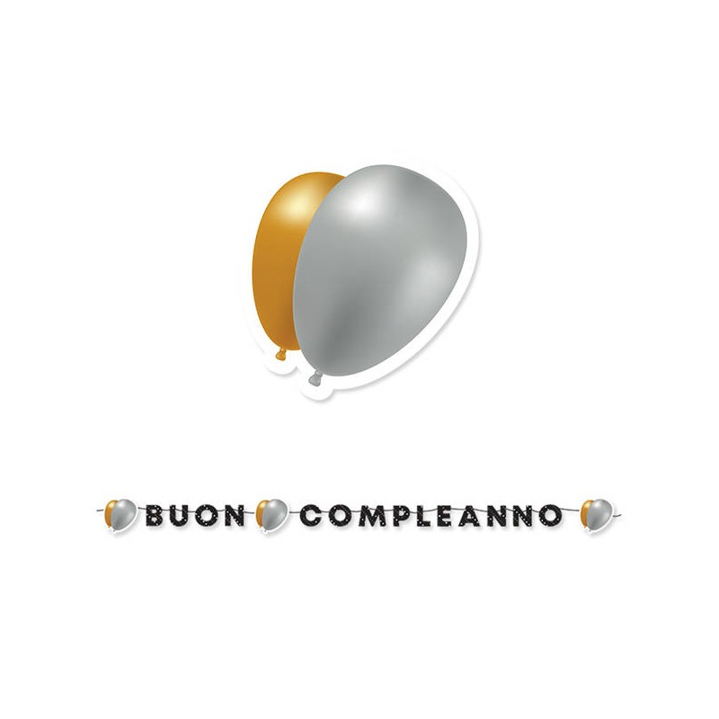 FESTONE SCRITTA MAXI BUON COMPLEANNO PRESTIGE 6mt