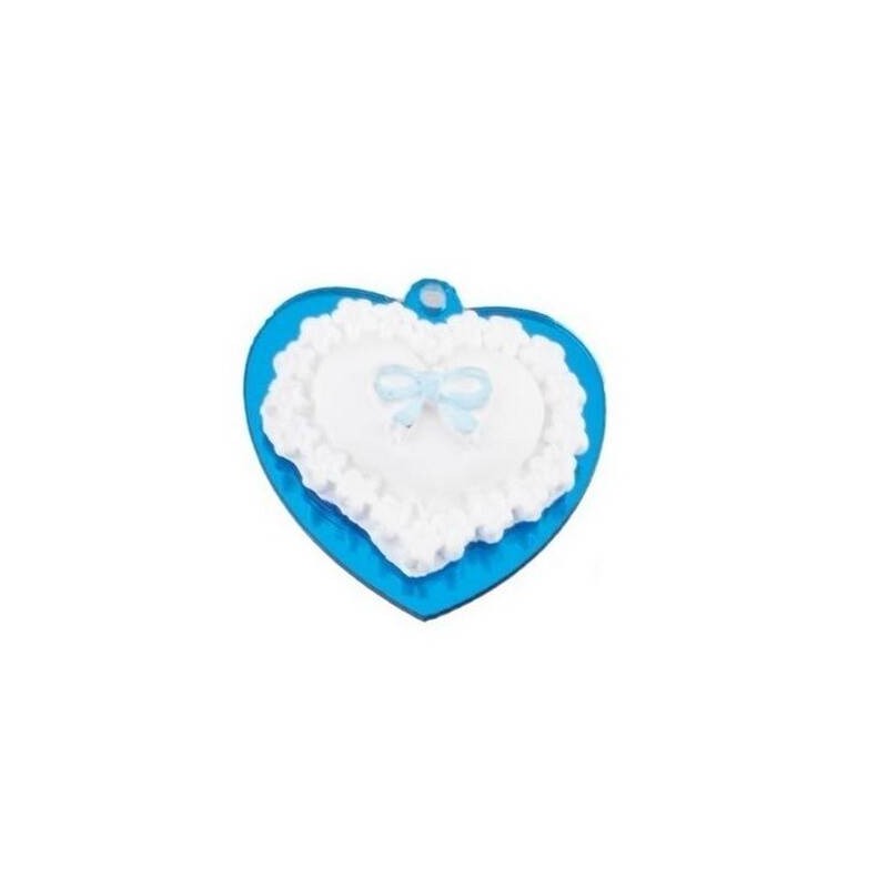 APPLICAZIONE PLEXI FORMA CUORE IN GESSO H.3cm CELESTE 12pz