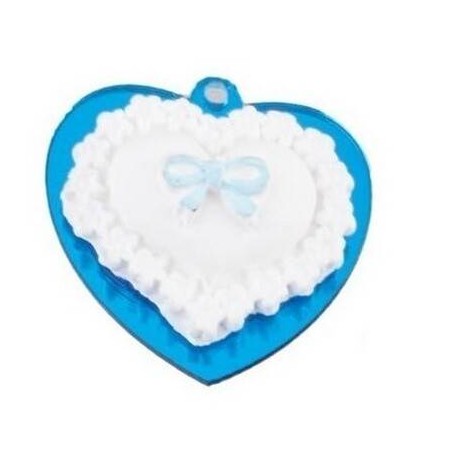 APPLICAZIONE PLEXI FORMA CUORE IN GESSO H.3cm CELESTE 12pz