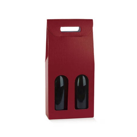 SCATOLA 2 BOTTIGLIE C/MANIGLIA E FIN. 18x9x38,5cm FIBRA BORDEAUX